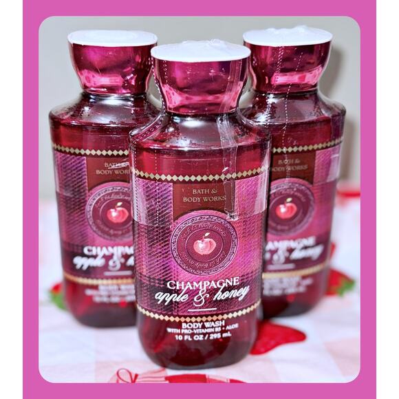 Bath & Body Works Champagne Apple & Honey 10oz Shower Gel Body Wash Aloe B5 x3 - Picture 1 of 3